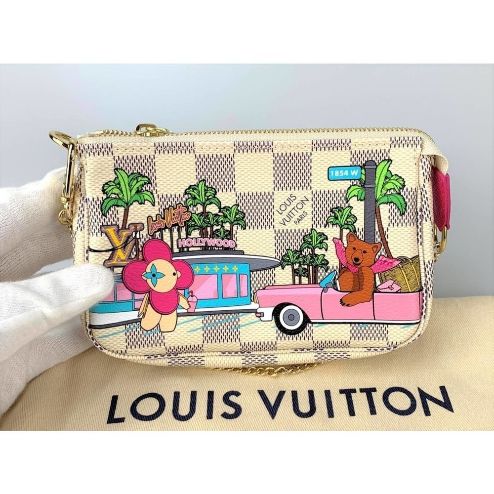 NIB Louis Vuitton Mini Pochette Accessoires In White Damier